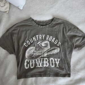 Country Roads Cowboy Graphic Tee in Olive